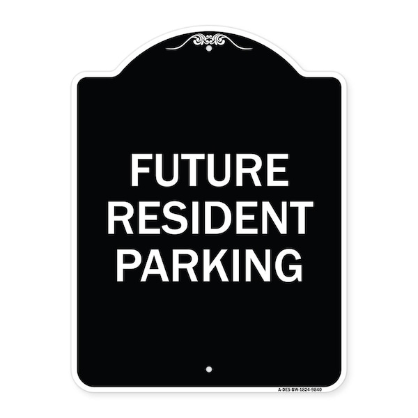 Designer Series-Future Resident Parking Black & White Heavy-Gauge Aluminum, 24" x 18", BW-1824-9840